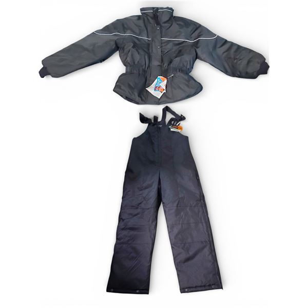 New Black Insulated Snow Jacket (size L) & Pants (size S) with Tags - Unisex (3M Thinsulate with Sco