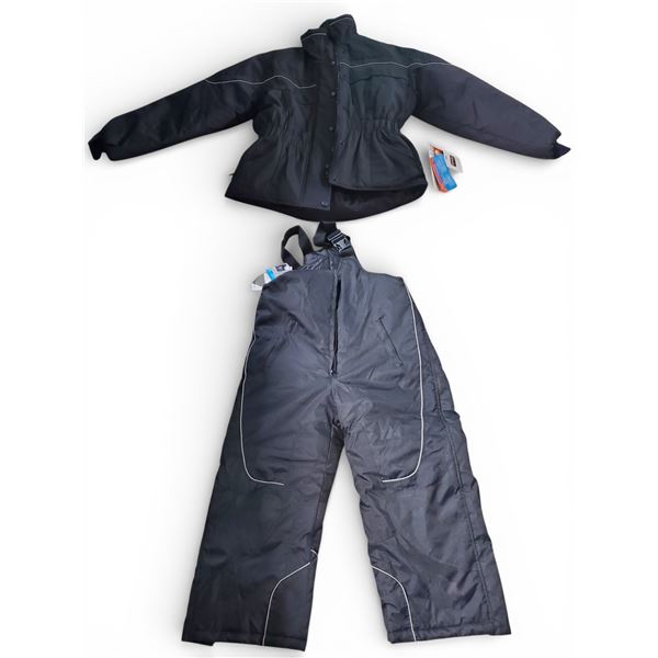 New Black Insulated Snow Jacket (size L) & Pants (size 16) with Tags - Unisex (3M Thinsulate with Sc