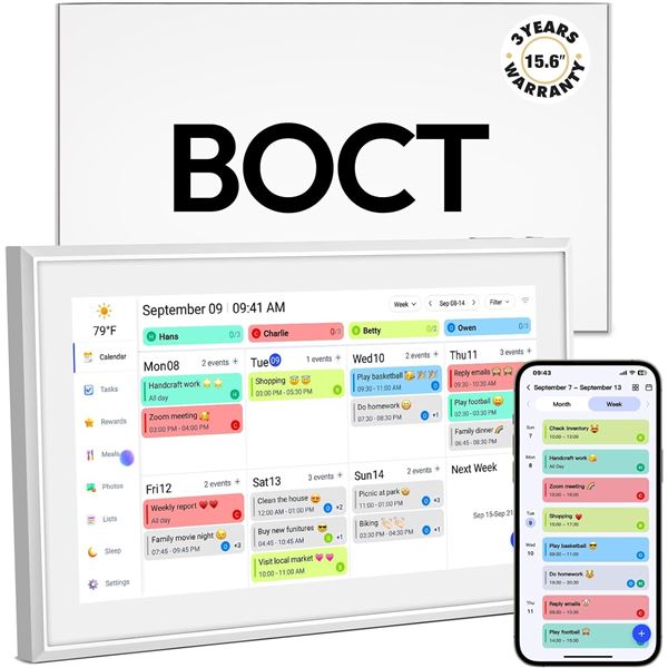 BNIB BOCT 10.1" Digital Smart Touch Screen Wall Calendar - Retail: $169.99