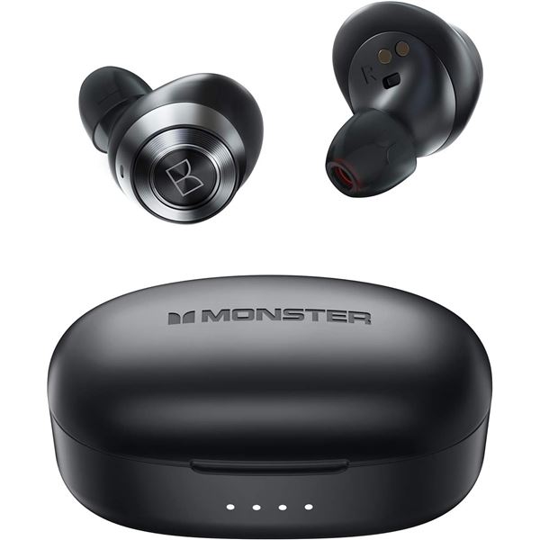 BNIB Monster Achieve 100 AirLinks Wireless Earbuds (with USB-C Charging Case, Built-in Mic, Water Re