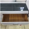 Image 2 : Light Grey Textured Fabric 6-Drawer Dresser with Glass Top, Approx. 30.5" x 56" x 17.5"