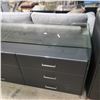 Image 2 : Modern Black Faux Leather 6-Drawer Dresser with Wraparound Glass Top, Approx. H30.5" x W54" x D18"