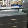 Image 3 : Modern Black Faux Leather 6-Drawer Dresser with Wraparound Glass Top, Approx. H30.5" x W54" x D18"