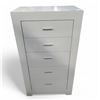Image 1 : White High-Gloss 5-Drawer Chest,  Approx. H48" x W27" x D16.5"