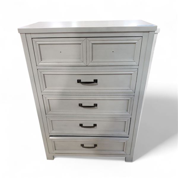 Light Brown Wooden 5-Drawer Chest,  Approx. H48"x W34" x D18"