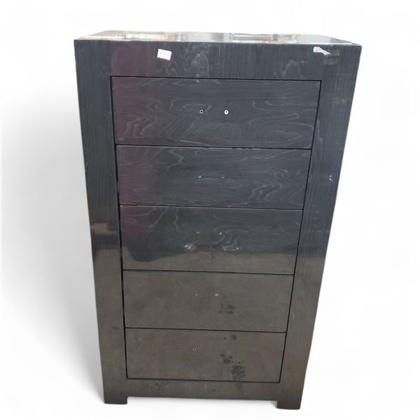 Modern Charcoal Wood 5-Drawer Chest, Approx. H48" x W27" x D16.5"