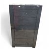 Image 1 : Modern Charcoal Wood 5-Drawer Chest, Approx. H48" x W27" x D16.5"