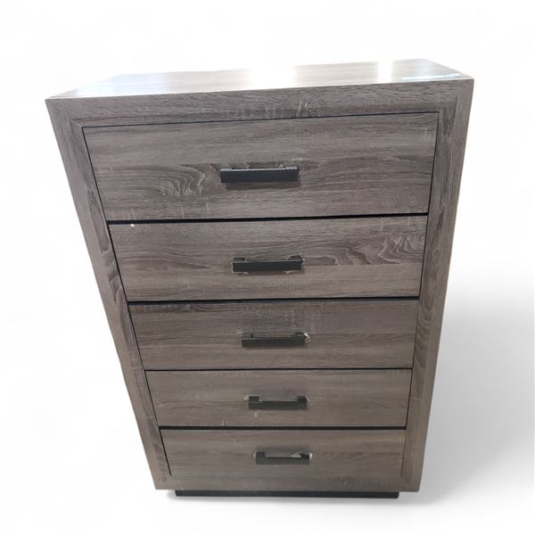 Dark Brown Wood Grain 5-Drawer Chest, Approx. H46" x W31" x 16.5"