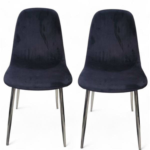 Group of 2 Contemporary Black Velvet Dining Chairs