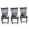 Image 1 : Group of 3 - Black Lattice-Back Counter-Height Bar Stools