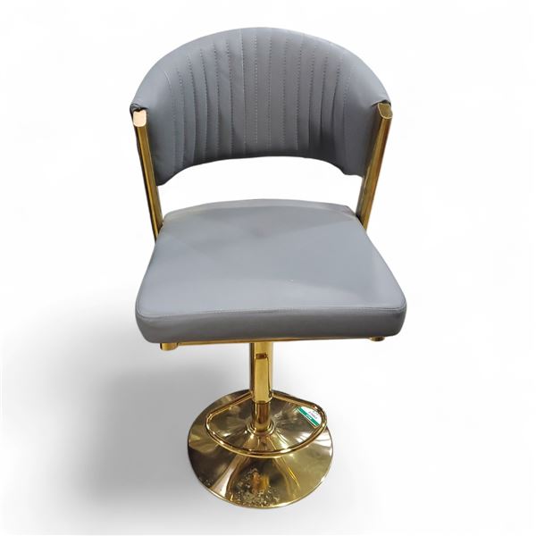 Contemporary Grey Faux Leather Swivel Counter Stool