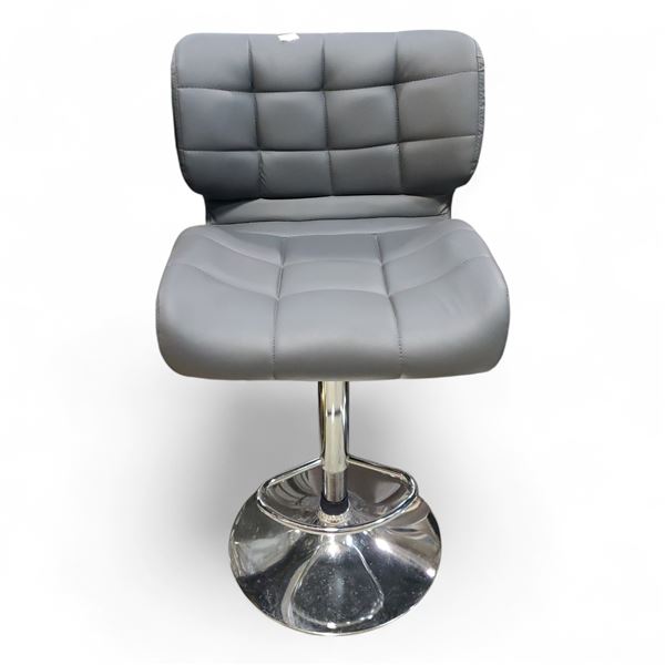 Contemporary Grey Faux Leather Swivel Counter Stool