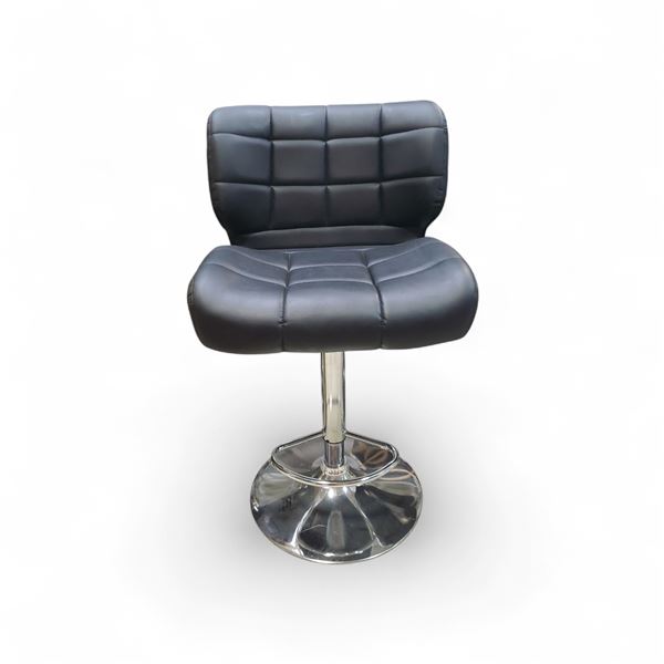 Contemporary Black Faux Leather Swivel Counter Stool