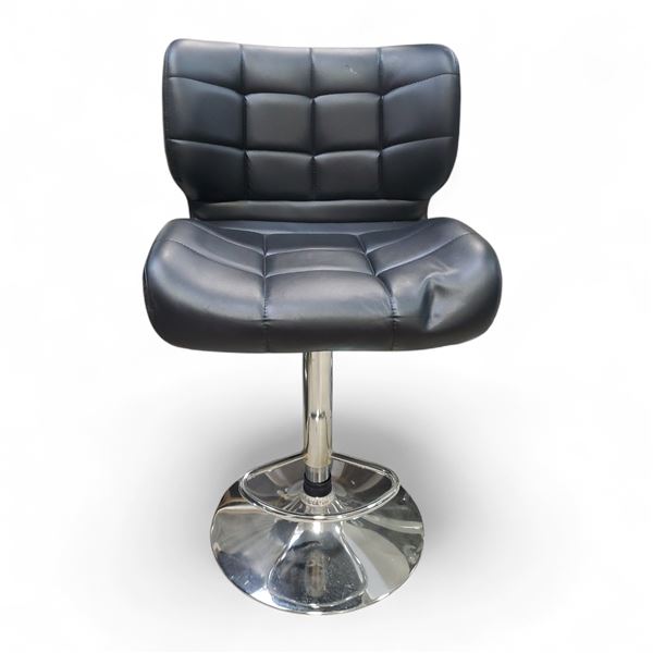 Contemporary Black Faux Leather Swivel Counter Stool