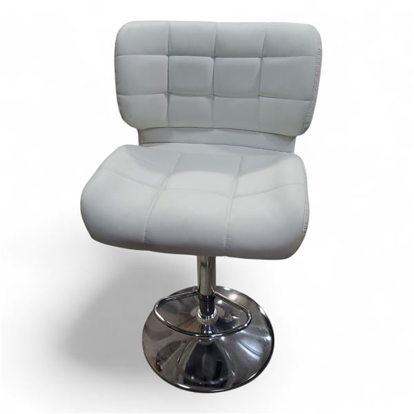 Contemporary White Faux Leather Swivel Counter Stool