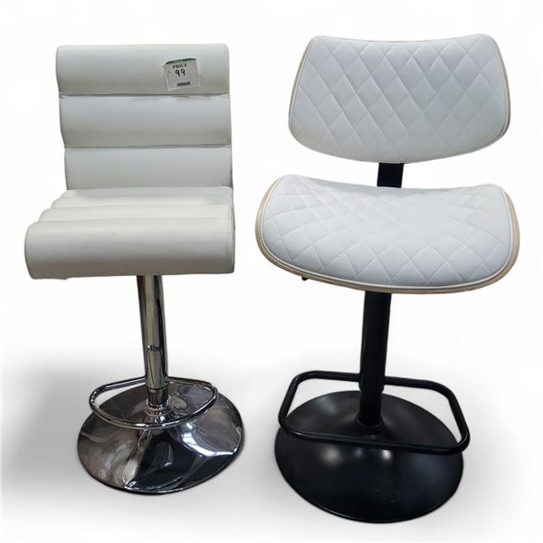 Group of 2 - White Faux Leather Swivel Bar Stools
