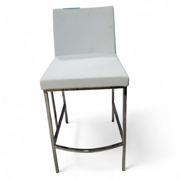 Contemporary White Counter Stool (H35")