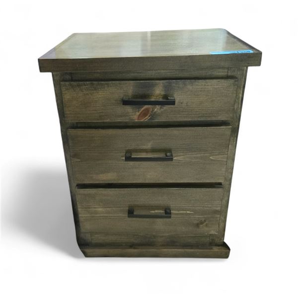 Rustic Brown 3-Drawer Wooden Nightstand, H27.5" x W22" x 17.5"