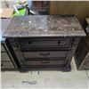 Image 2 : Faux Marble Top Dark Wooden 3-Drawer Storage Cabinet, H30.5" x W32" x D16"