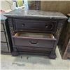 Image 3 : Faux Marble Top Dark Wooden 3-Drawer Storage Cabinet, H30.5" x W32" x D16"