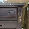 Image 4 : Faux Marble Top Dark Wooden 3-Drawer Storage Cabinet, H30.5" x W32" x D16"
