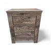 Image 1 : Rustic Oak-Style 2-Drawer Wooden Nightstand, H29" x W24" x D16"