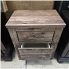 Image 3 : Rustic Oak-Style 2-Drawer Wooden Nightstand, H29" x W24" x D16"