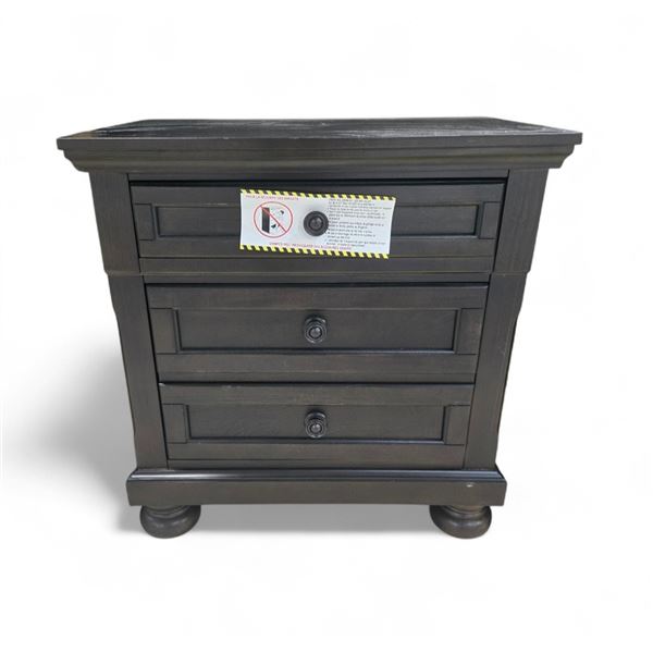 Dark Espresso 3-Drawer Wooden Nightstand, H29" x W28" x D18"