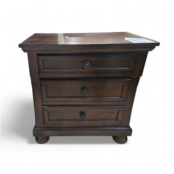 Two-Tone Brown 3-Drawer Wooden Nightstand, H29.5" x W28.5" x D18"