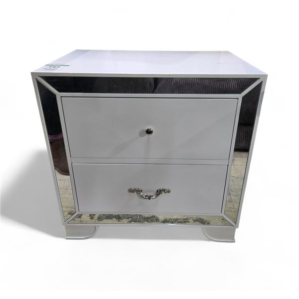 White Mirrored 2-Drawer Nightstand, H26" x W26" x D17"