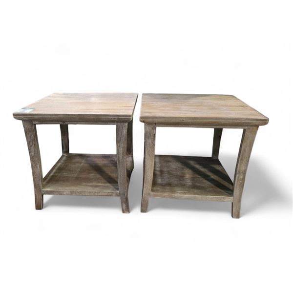 Rustic Light Brown Wooden End Table, H24" x 24" x 22"