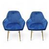 Image 1 : 2 Blue Velvet Dining Chairs with Gold Legs