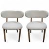 Image 1 : 2 Modern Cream Upholstered Dining Chairs with Wooden Legs