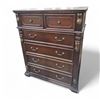Image 1 : Tall Brown 5-Drawer Chest with Ornate Details, Approx. H53" x W43" x D19"