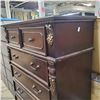 Image 2 : Tall Brown 5-Drawer Chest with Ornate Details, Approx. H53" x W43" x D19"
