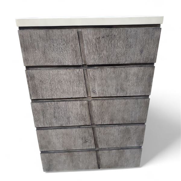 Smoked Ivory Finish Wooden 5-Drawer Dresser, Approx. H55" x W36.5" x D17"