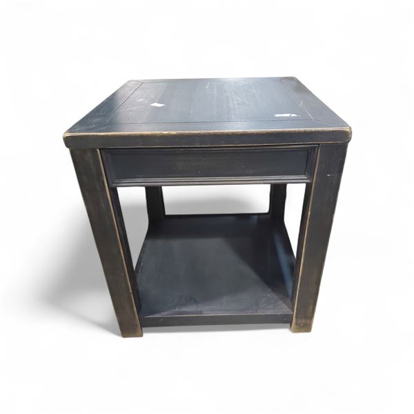 Charcoal Wood Nightstand, H24"x 22" x 22"