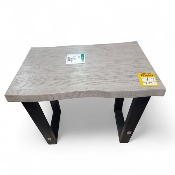 Greige Wood Finish Side Table, H19" x 20.5" x D13"