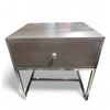 Image 1 : Modern Brown Nightstand with Chrome Base, H22" x W22" x D20"