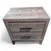 Image 1 : Rustic Brown Wood Two-Drawer Nightstand, H25" x W23.5" D16.5"