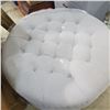 Image 2 : Round Tufted Nailhead Trim Upholstered Ottoman - Light Gray, Approx. H20" x Dia. 41"