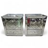 Image 1 : Pair Mirrored Three-Drawer Nightstands, H23.5" x W19.5" x D15.5" Each