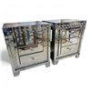 Image 1 : Pair Diamond Glitz Silver Mirrored Bedside Cabinets, H23.5" x W19.5" x D15.5" Each (with Light)