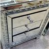Image 2 : Pair Diamond Glitz Silver Mirrored Bedside Cabinets, H23.5" x W19.5" x D15.5" Each (with Light)