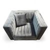 Image 1 : Gray Channel-Tufted Velvet Accent Chair, Approx. H30" x W41" x D34"