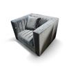 Image 2 : Gray Channel-Tufted Velvet Accent Chair, Approx. H30" x W41" x D34"