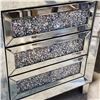 Image 2 : 2 Diamond Glitz Silver Mirrored Bedside Cabinets, H23.5" x W19.5" x D15.5" Each
