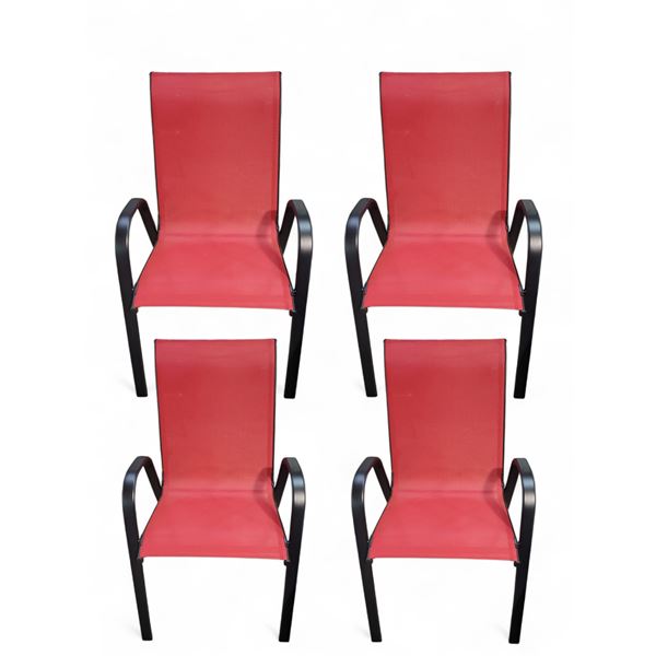 Group of 4 Red Patio Lounge Chairs