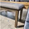 Image 2 : Gray Upholstered Bench with Wood Legs, H17.5" x 47" x 14"