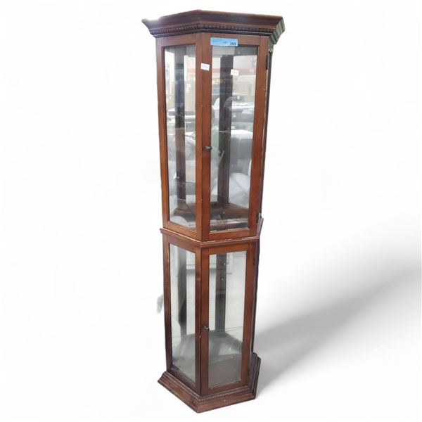 Wood-Framed Glass Curio Display Cabinet, Approx. H69" x W20" x D10"